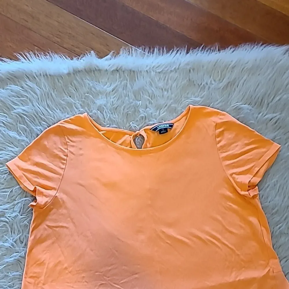 Lands end bright orange soft cotton stretch tshirt with flowy back size large - Picture 2 of 8
